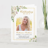 Elegant White Floral Photo Memorial Funeral Programma (Voorkant)