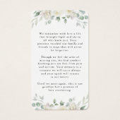 Elegant White Floral Photo Prayer Card (Dos)