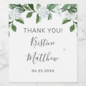 Elegant White Floral Sage Greenery Wreath Wedding Wijn Etiket (Enkel label)