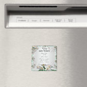 Elegant White Floral Save the Date Magnet Magneet (Insitu (Vaatwasser))