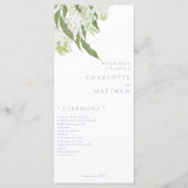 Élégant White Floral Sky Blue Wedding Programme (Devant)
