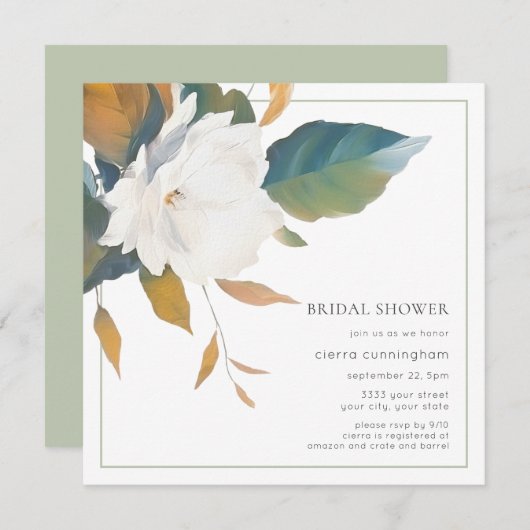 Elegant White Floral Vrijgezellenfeest Kaart (Voorkant / Achterkant)