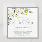 Elegant White Floral Waterverf Virtual Shower Kaart (Voorkant)