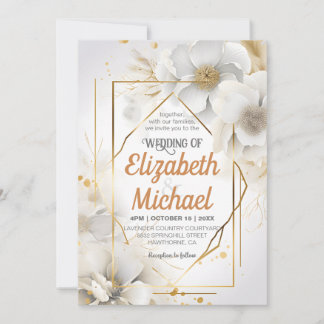 Elegant White Floral Waterverf Wedding Lijst Kaart