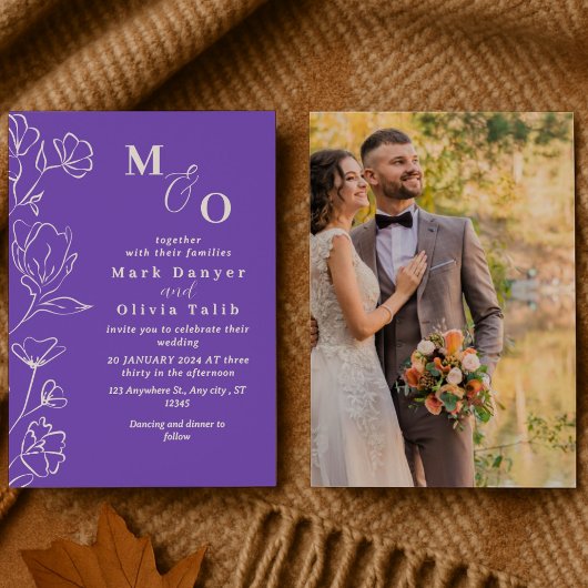 Elegant White Floral Wedding Kaart