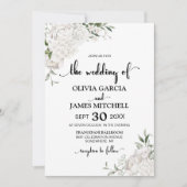 Elegant White Floral Wedding Kaart (Voorkant)