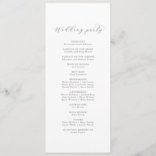 Elegant White Floral Wedding Programme Programma (Achterkant)