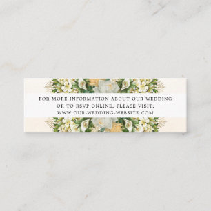 Elegant White Floral Wedding Website RSVP Card Mini Visitekaartje