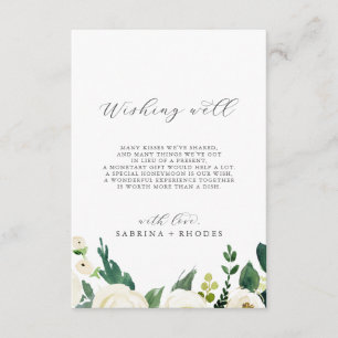 Elegant White Floral Wedding Wishing Good Informatiekaartje