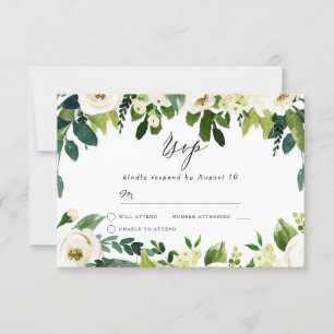 Elegant White Flowers Beauful Spring Wedding RSVP Kaartje