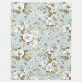 Elegant White Flowers Fleece Deken