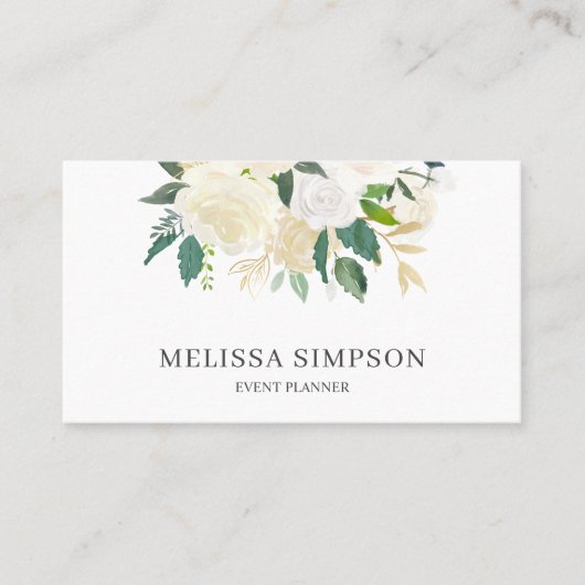 Elegant White Flowers Greenery Appointard Afsprakenkaartje (Voorkant)
