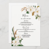 Elegant White Flowers Wedding or Dinner Party Menu (Voorkant / Achterkant)