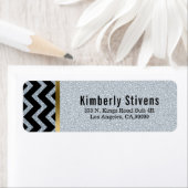 Elegant White Glitter Black Chevron Gold Accents L Etiket (Insitu)