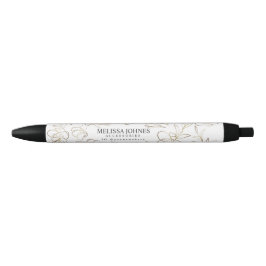 Elegant White Gold Aangepaste handelsnaam Inktpen Zwarte Inkt Pen