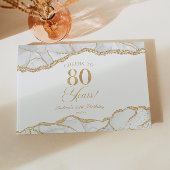 Elegant White Gold Agate 80th Birthday Party Gastenboek