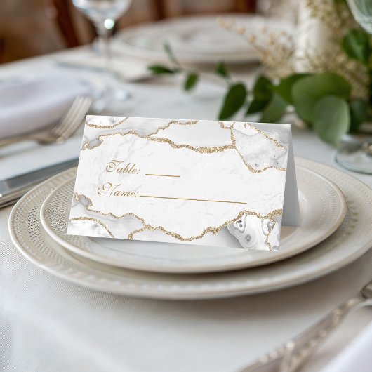 Elegant White & Gold Agate Birthday Dinner