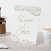 Elegant White Gold Agate Cards & Gifts Reclamebord Met Voetstuk (Insitu)