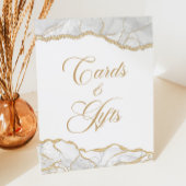 Elegant White Gold Agate Cards & Gifts Reclamebord Met Voetstuk