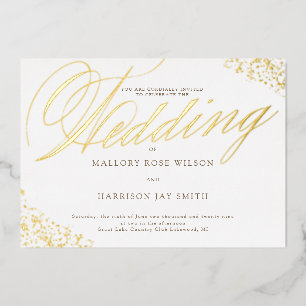 Elegant White Gold Calligraphy Wedding Invitation Folie Uitnodiging