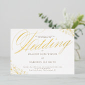 Elegant White Gold Calligraphy Wedding Invitation Folie Uitnodiging (Staand Voorkant)
