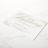 Elegant White Gold Calligraphy Wedding Invitation Folie Uitnodiging (Gedraaid)