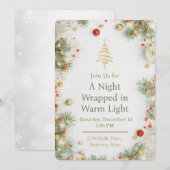 Elegant White & Gold Christmas Party Invitation (Devant / Derrière)