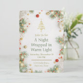 Elegant White & Gold Christmas Party Invitation (Debout devant)