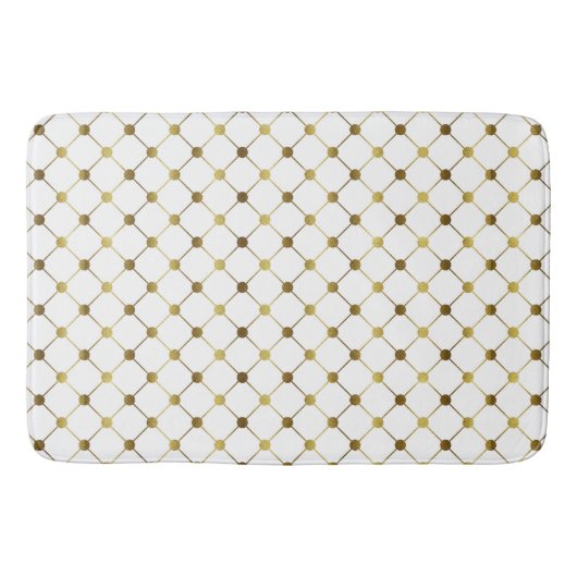 Elegant White & Gold Dot Grid Badmat (Voorkant)
