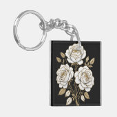 Elegant White & Gold Floral Rose Keychain – Luxury (Voorkant Links)