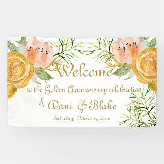 Elegant White Gold Floral Welcome Banner (Horizontaal)