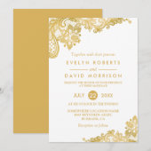Elegant White Gold Lace Pattern Formal Wedding Kaart (Voorkant / Achterkant)