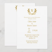 Elegant White Gold Leaf Chic Monogram Weddenschap Kaart (Voorkant / Achterkant)