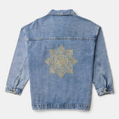 Elegant White Gold Mandala Floral  Denim Jacket (Achterkant)