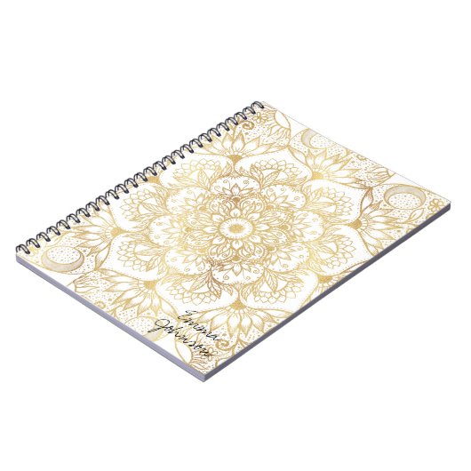 Elegant White Gold Mandala Floral Notitieboek (Linkerzijde)