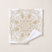 Elegant White & Gold Mandala Handtekening Ontwerp Bad Handdoek (Wasdoekje)