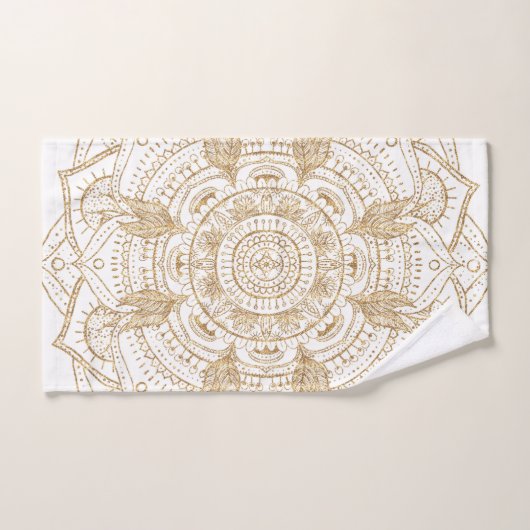 Elegant White & Gold Mandala Handtekening Ontwerp Bad Handdoek (Handdoek)