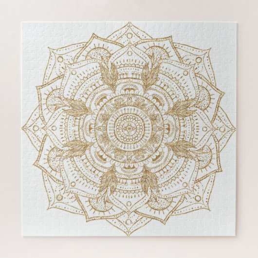 Elegant White & Gold Mandala Handtekening Ontwerp Legpuzzel (Horizontaal)