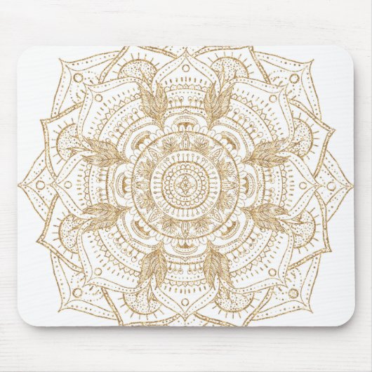 Elegant White & Gold Mandala Handtekening Ontwerp Muismat (Voorkant)
