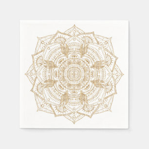 Elegant White & Gold Mandala Handtekening Ontwerp Servet
