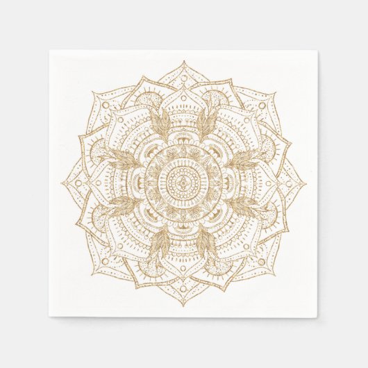 Elegant White & Gold Mandala Handtekening Ontwerp Servet (Voorkant)
