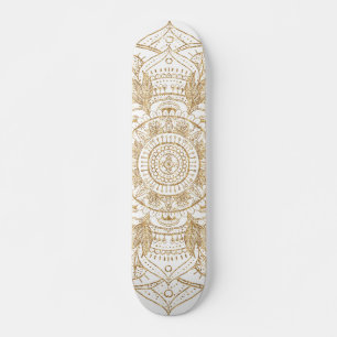 Elegant White & Gold Mandala Handtekening Ontwerp Skateboard