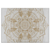 Elegant White & Gold Mandala Handtekening Ontwerp Snijplank (Voorkant)