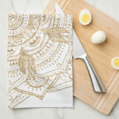 Elegant White & Gold Mandala Handtekening Ontwerp Theedoek (Quarter Fold)