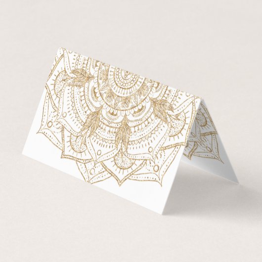 Elegant White & Gold Mandala Handtekening Ontwerp Visitekaartjes (Achterkant)