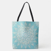 Elegant White Gold Mandala Sky Blue Design Draagtas (Voorkant)