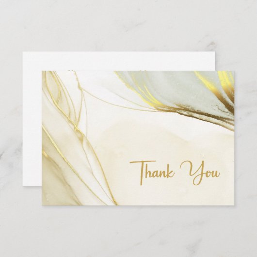 Elegant White Gold Marble Wedding Bedankkaart (Voorkant / Achterkant)