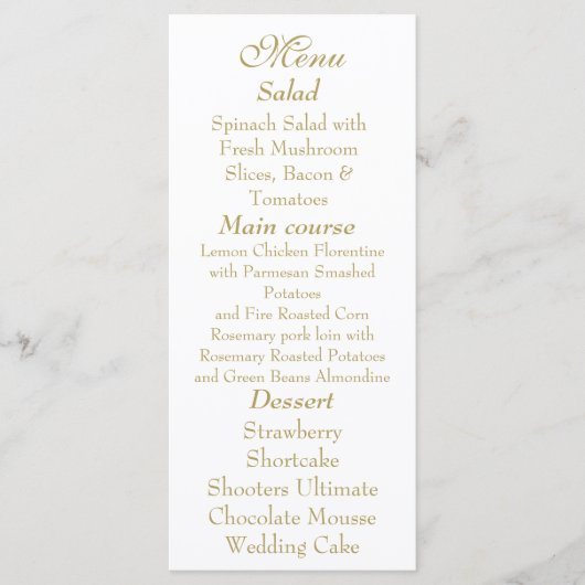 Elegant White & Gold Menu card (Devant)