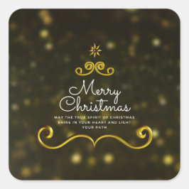 Elegant White Gold Merry-kerstCadeaus Vierkante Sticker