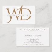 Elegant White Gold Monogram Luxurous Typografie Visitekaartje (Voorkant / Achterkant)
